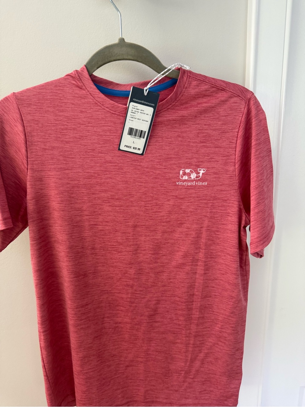 Vineyard Vines Heathered Red Short Sleeve Logo Tee